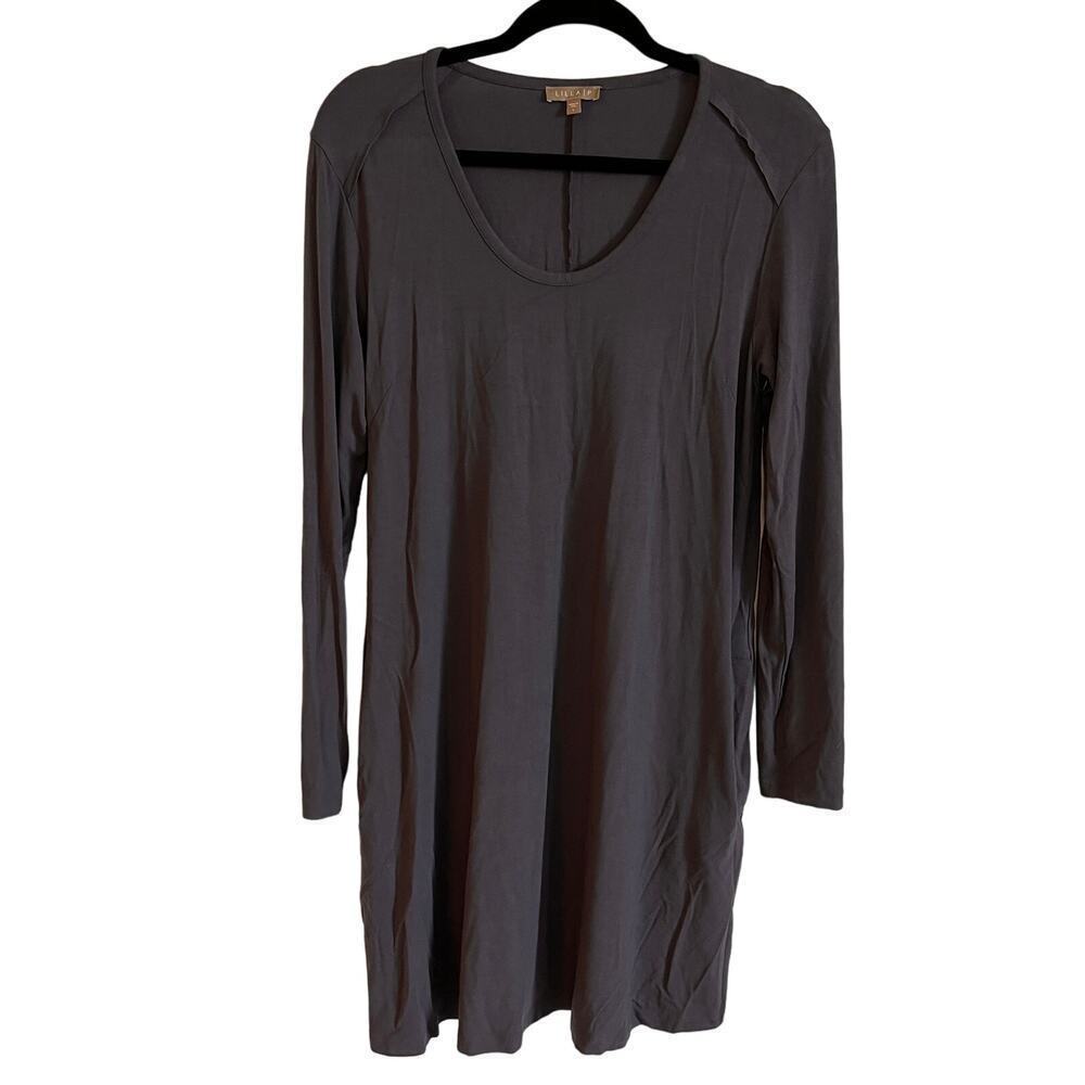 Anthropologie Lilla P Gray Long Sleeves Stretch Casual Dress Size Large